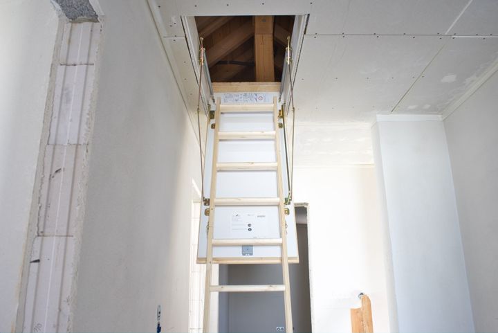 Einschubtreppe, Innenausbau mit Gipskarton